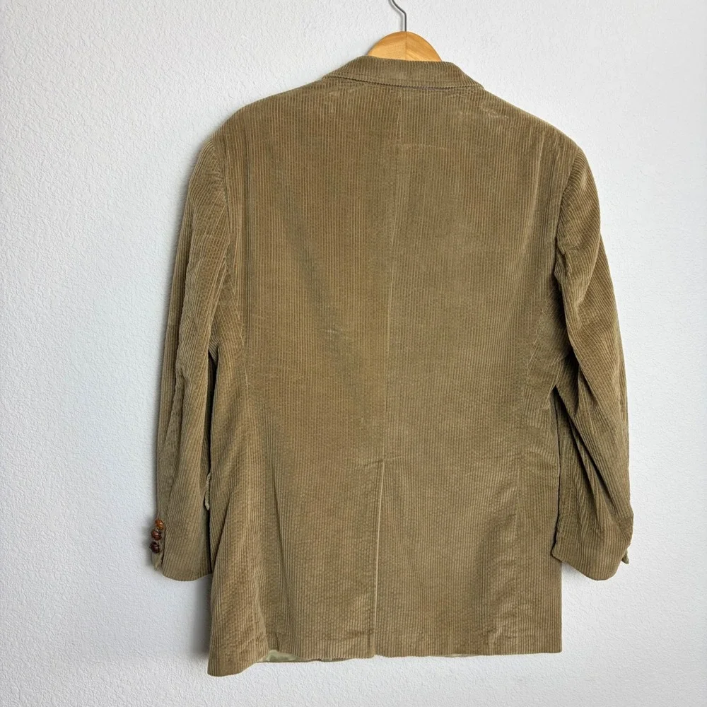 Brooks Brothers Men Vintage Tan Corduroy Blazer Sport Coat Woven Buttons 39R USA